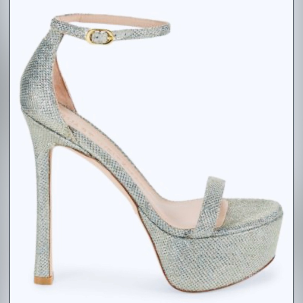 New Stuart Weitzman Platform Nudistcurve Hollywood Sandals Nudist Curve Glitter